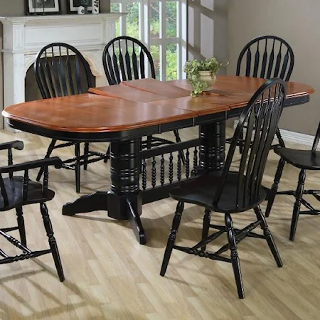 Long Semi-Oval Dining Table with Double Butterfly Leaf